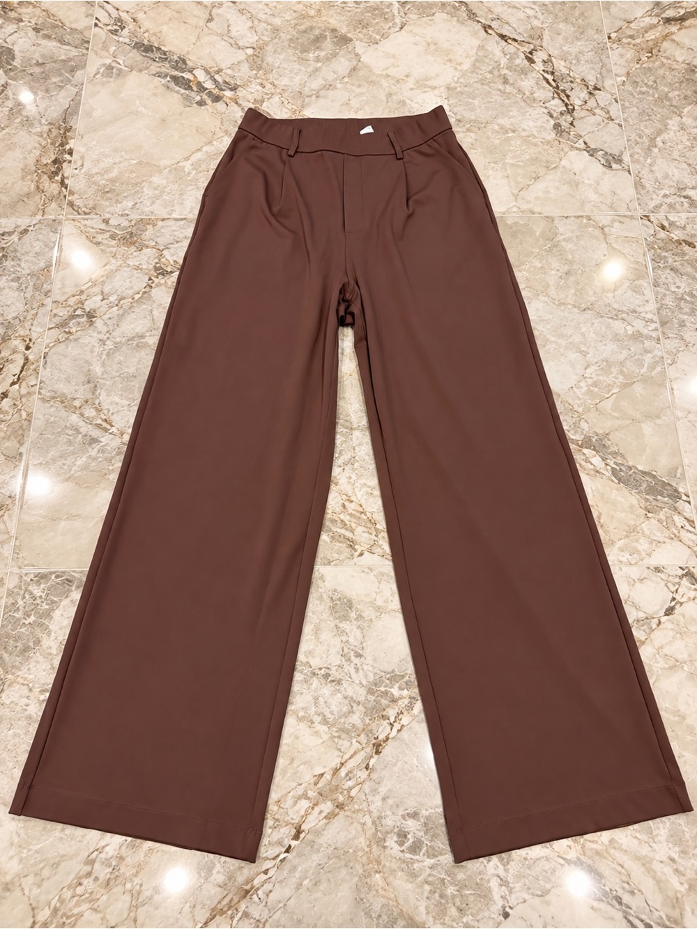 HALARA Brown High Waisted Wide Leg Dress Pants M Tall Pleated Work Trousers